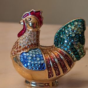 Estee Lauder 2004 Solid perfume compact Bejeweled Rooster by Judith Leiber
